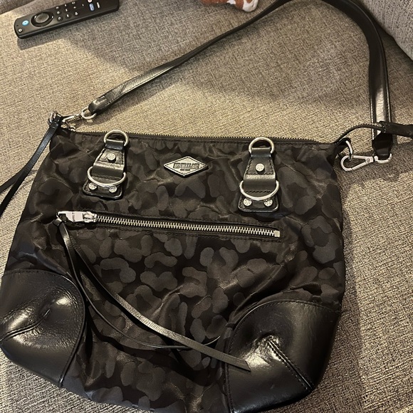 MZ Wallace Parker Leopard Jacquard Leather Trim Nylon Tote - Picture 2 of 9